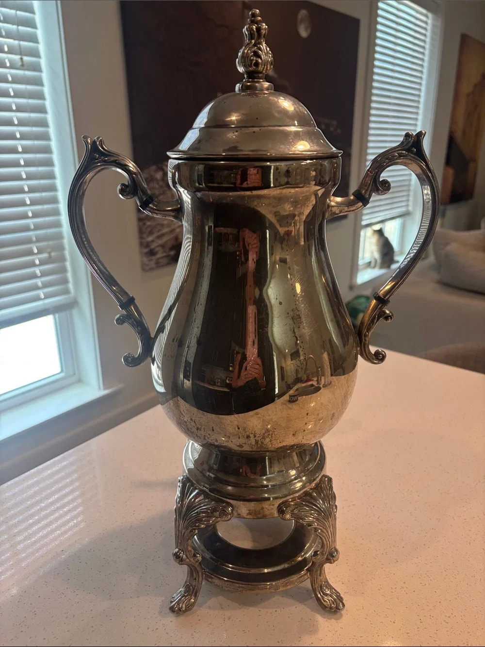 Vintage Ornate Silver-Plated Coffee Urn – Made in Indonesia